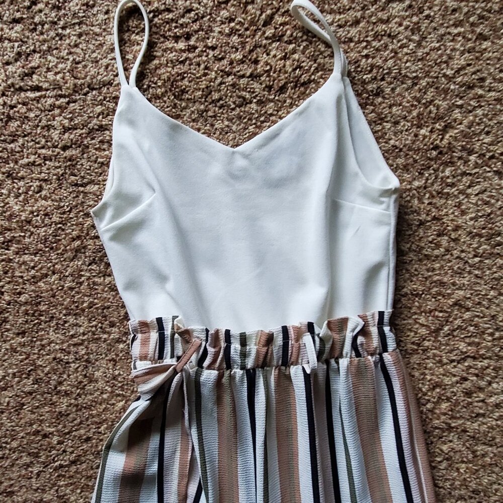 White striped tank top romper